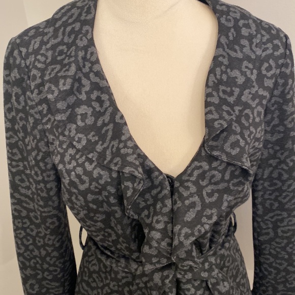 Sandro fully lined womens animal print jacket with tie size M - Picture 3 of 6